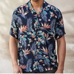 Cooke Street Honolulu Hawaiian Button Down Short Sleeve Shirt XL Cotton